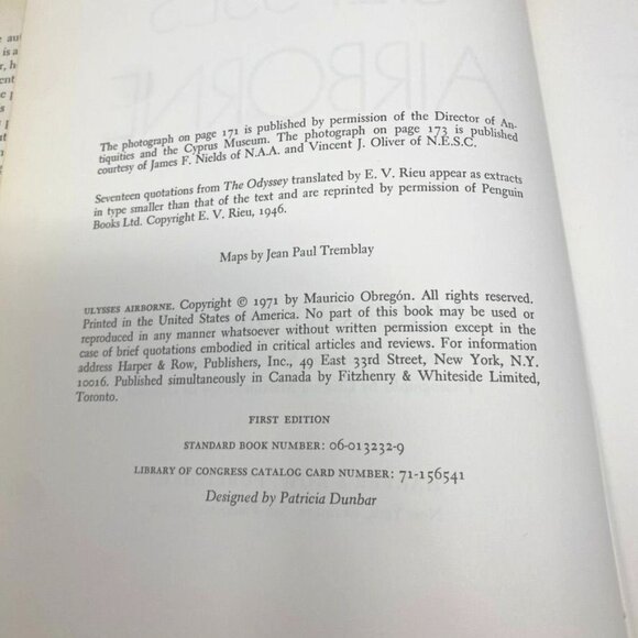 Harper & Row Ulysses Airborne by Mauricio Obregon 1971 First Edition Preowned - Picture 3 of 11